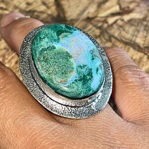 Malachite in Azurite Ring Size 7 1/4